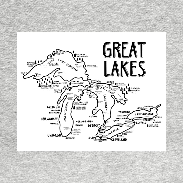 Great Lakes Map by fiberandgloss